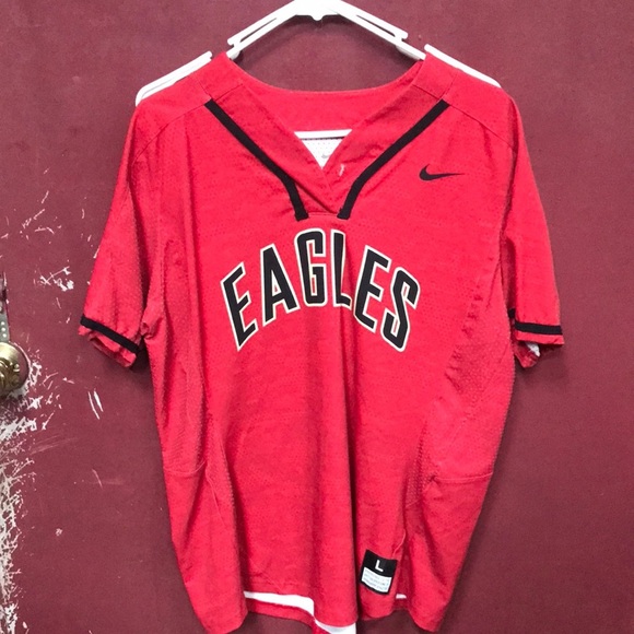 Nike Red Sports Jersey V-Neck Shirt - Picture 1 of 7